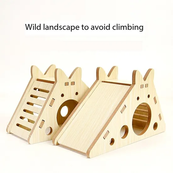 Solid Wood Hamster Toy Landscaping Wooden House Dedicated to Relieve Boredom