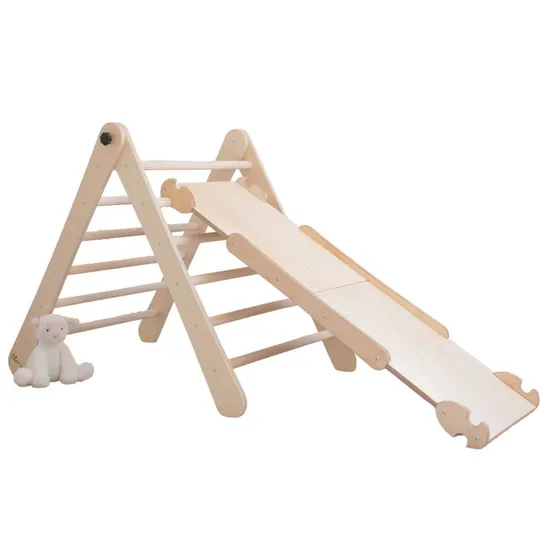 Sturdy Modern Adjustable Montessori Toy Set Wood Triangle and Reversible Ramp