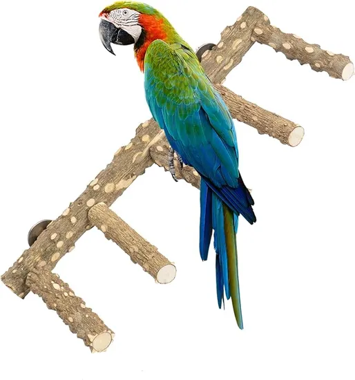 Factory Wholesale Bird Toys Prickly Ash Wood Swing Ladder Rotating Stand Parrot Toys