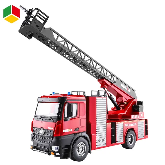 QS Toys Wholesale RC Fire Truck Remote Control Car 1: 14 Scale Car 2.4GHz 22 Channel for Kids Gifts Collect Luxury Half Diecast Alloy Metal Toys