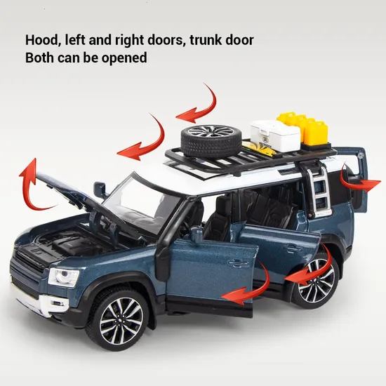 Baby High Quality Custom 1/24 Scale Alloy Metal Model Decoration Collection Door Openable Land Rover Vehicle Car Juguete Toy with Sound and Light