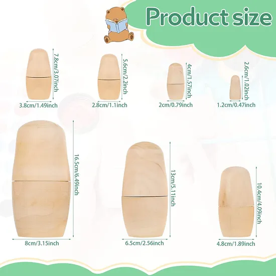 Russian Nesting Doll Blank Matryoshka Matreshka Wood Unpainted DIY Handicraft Children