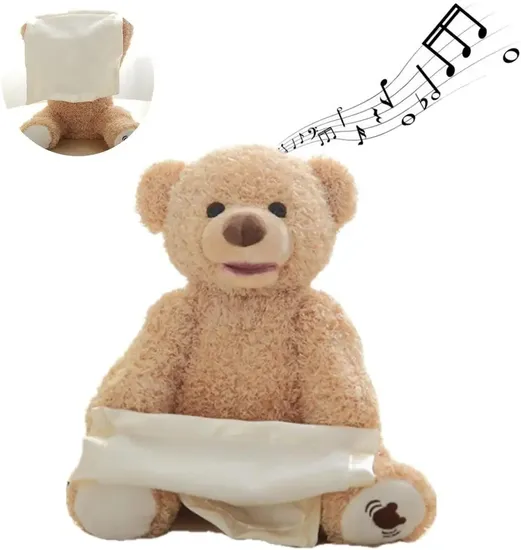 30cm Robot Teddy Plush Talking Play Seek Bear Hiclassicseek Animated Electronic Bear Music Stuffed Animal Shy Bear Gift for Kids