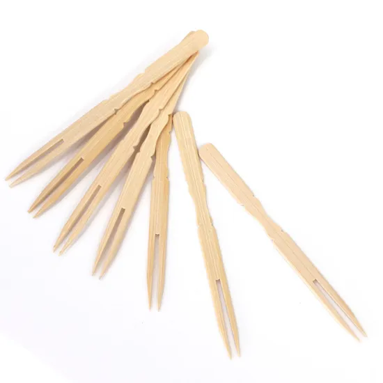 One-Time Customised Logo Reusable Mini Disposable Natural Bamboo Fruit Fork