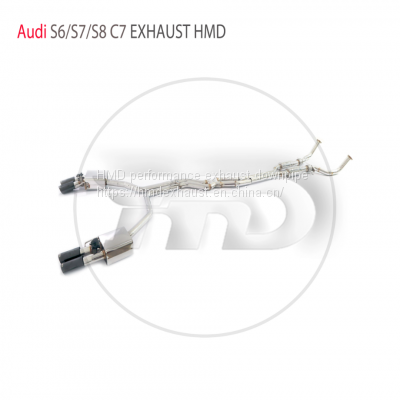 HMD Stainless Steel Exhaust System Performance Catback for Audi S6 S7 S8 C7 Electronic Valve Muffler Pre-silencer Race Pipe whatsapp008613189999301