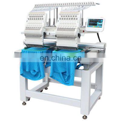 2 head industrial flat embroidery machine computerized Automatic high speed 3D Computer Embroidery Machine Price