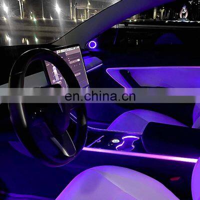 Car Coloful Atmosphere Led Light Rgb Ambient Ceiling Light For Tesla Model 3 SR+/Y 2020 2021 Ambient Lighting Kit