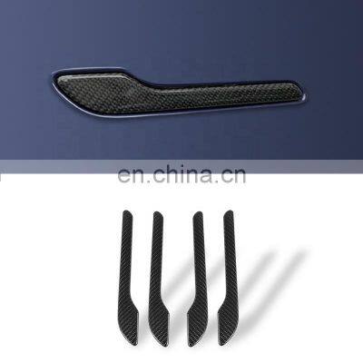 Car Door Handles Covers Protector Real Carbon Fiber Door Handle Cover For Tesla Model 3 Y Door Handle Wrap Kit