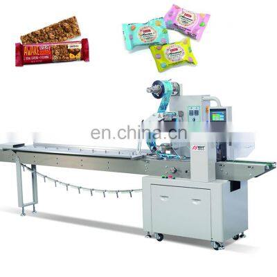 PLC Servo Control Energy Protein Bar Automatic Horizontal Pillow Packing Machine Cookies Cake Bread Flow Wrapping Machine