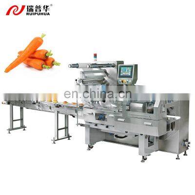 Bag Flow Horizontal Packing Wrapping Packaging Machine Automatic Fruit Vegetable Carrot Plastic Food Pillow Packing Machine