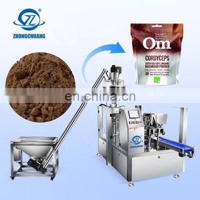 ODM Zipper Pouch Filling Wheat Flour Lions Mane Organic Mushroom Blend Powder Premade Bag Polvo Doypack Packing Machine