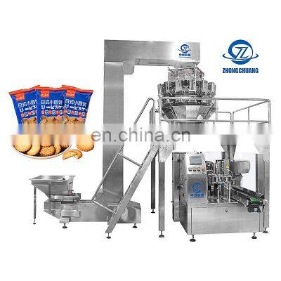 Eating Salt Fresh Fruit Standing Pouch Pack Machine Automatic Horizontal Multi Head Weigher Granule Biscuit Packing Machine