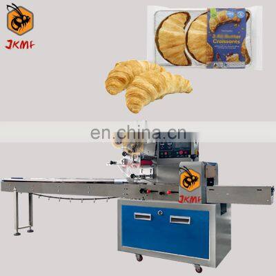 JKMF High Speed Bake Bread Pillow Packing Machine With Date Printer Croissant Bread Flow Packing Wrapping Machine