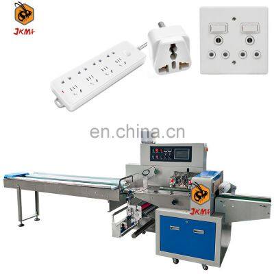 JKMF Automatic Hardware Part Flow Packaging Machine Power Plug Switch Socket Packing Machine Charger Cable Packing Machine
