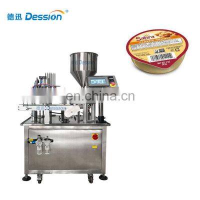 Rotary Hummus Cup Filling Sealing Machine Plastic Cup Hummus Filling Machinery
