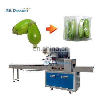 PLC controlled fruit packing machine vegetable eggplant flow pillow packing machine