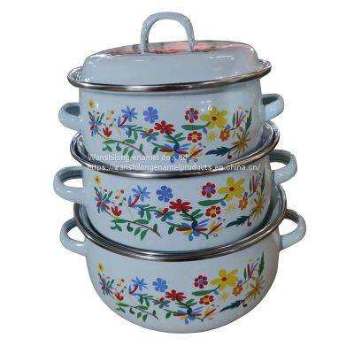 3pcs Vitreous Enamel Pot Enamel tableware
