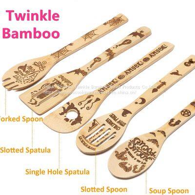 Halloween kitchenware original China twinkle bamboo utensil set burned