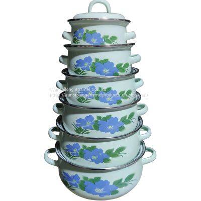 6pcs Vitreous Enamel Pot ENAMEL CASSEROLE