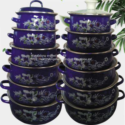 Enamel tableware 6pcs Vitreous Enamel Pot