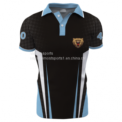 Polo Shirt of Number 40 Printed on the Sleeves and Back with Blue Collar