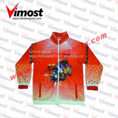 Custom Sublimation Red Jacket of Cheap Price with White Zipper