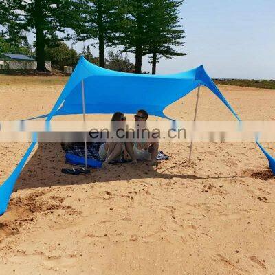 Lightweight Waterproof Family Beach Sunshade Sun Shade Tent With Sandbag Aluminum Poles Camping Awning