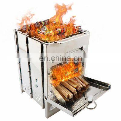 Outdoor Foldable Camping Backpacking Modern Design Wood Burning Stoves Mini Steel Wood Burning Stove