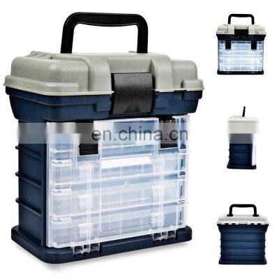 High quality 27*17*26cm Portable 4 Layers multifunction fishing tackle boxes Plastic Handle fishing lure tackle box