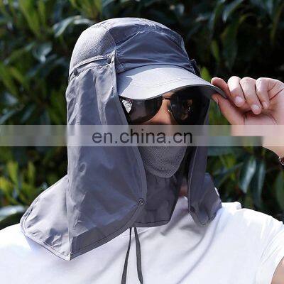 Outdoor Hiking Camping Windproof Hat Sunshade Cap Detachable Removable Ear Neck Cover Flap Hat