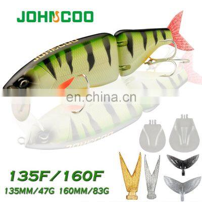 JOHNCOO 135mm 160mm Floating Jointed Swimbait with Removable Tail Lip Fishing Lures