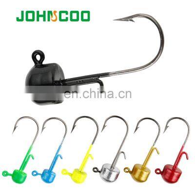 JOHNCOO Mushroom Shape Steel Wire Soft Worm Lures Mustad Hook Painted Lead Jig Head Rock Ned Rigs Fishing Hooks