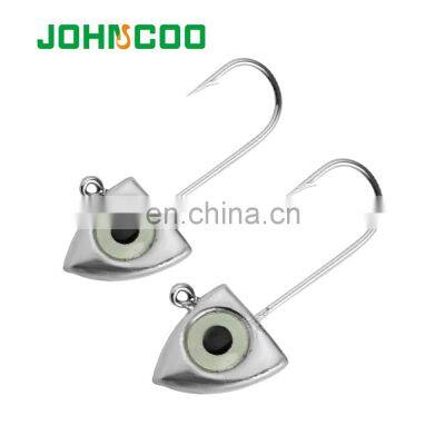 JOHNCOO Wholesale 2g3g4g6g Luminous Eyes Jig Head Hooks Weighted Fishing Hook Rock Fishing Hooks