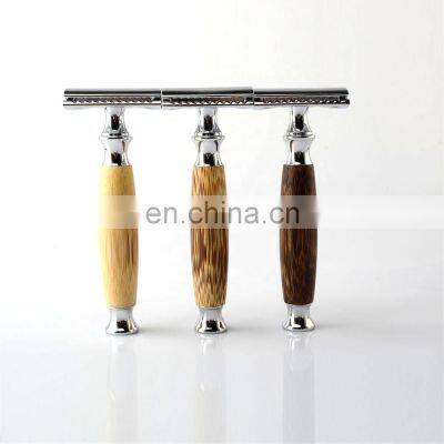 Natural Bamboo Handle Custom Design Metal Mens Popular Double Edge Shaving Safety Razor