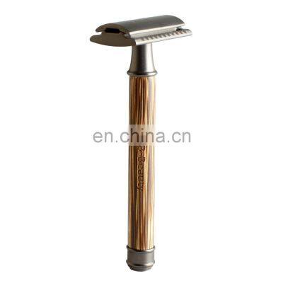 Black Chrome Durable Reusable Eo-friendly Metal Razor Bamboo Shaving Safety razor