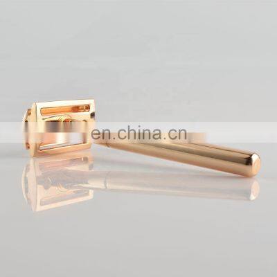 Mans delicacy thin classic retro rose gold metal straight brass shaving double edge safety razor