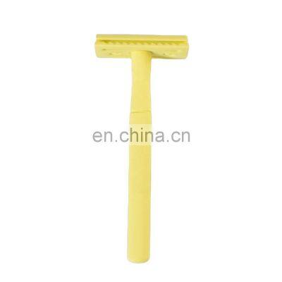 Face Razor yellow Color Wet Shaving Double Edge Safety Razor Mens Grooming Label Brass Safty Razor