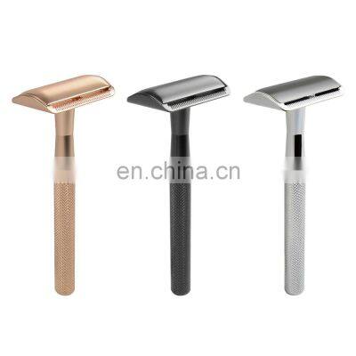 Ready to ship OEM Logo Classic Metal Brass 3 types of razor heads Double Edge Safety Razor For Face
