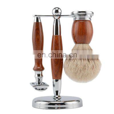 Sandal Wood Eco Friendly Safety Razor And Badger Hair Brush Shaving Razor Set