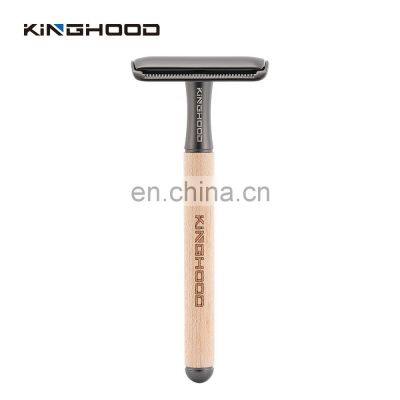 High Quality Rose Wood Long Handle Classic Double Edge Safety Razors Wooden Handle
