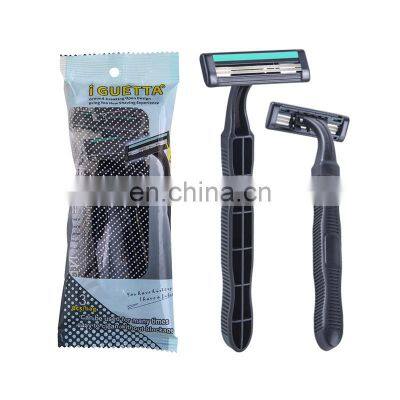 IGUETTA 3pcs/bag Disposable Razor For Men Twin Blades Razor Stainless Steel Non-Slip Plastic Handle Aloe Strip GF2-1820