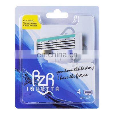 White Razor Cartridges For Men Shaving Sharp Germany Blade Chromium Coating Stainless Steel Razor Blade 4 Blades GF-1172