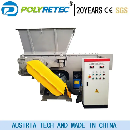 Ptss PP/PE/PVC Film, Woven Bag, Pallet, Cloth, Textile, Paper Single Shaft Recycling Shredder Crusher Machine