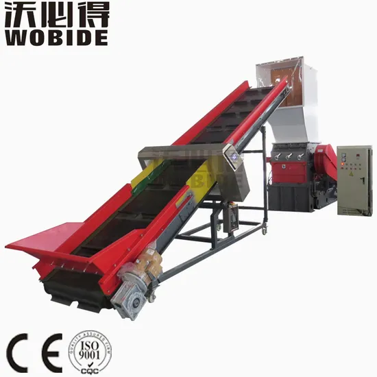 Pet Plastic Bottle with Conveyor and Air Blower Crusher Equipment Plastic Crusher