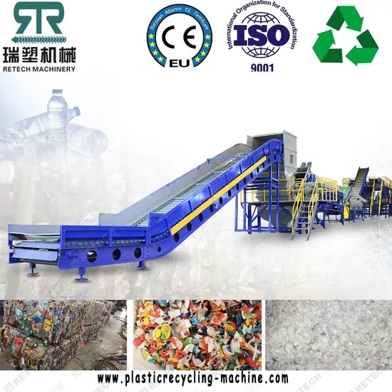 Retech Waste Plastic Pet Cocacola Bottle Flake/Drum/Pallet/PP/HDPE/LDPE/Rubber/Lump/PVC Pipe/PE Film/Woven Bags/ Crushing Washing Dewatering Recycling Machine