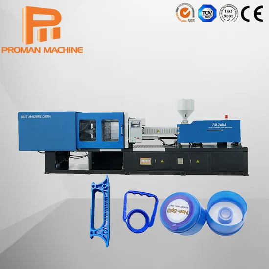 Servo Clamping Automatic 5 Gallon Water Bottle Lid Customized Blue 55mm Neck Plastic Cap with Pull Ring Handle Injection Molding Making Machine
