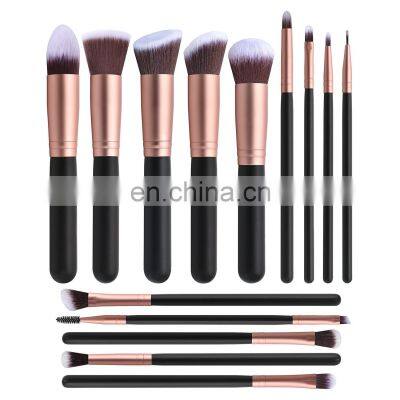 14pcs High Quality Black Makeup Brush Set Wood Handle Brush