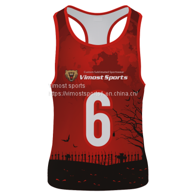 2022 Customized Red and Black Singlet of Black Tree Pattern