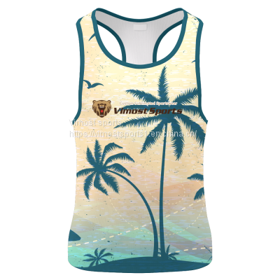 2022 Customized Sublimation Singlet of Blue Tree Pattern