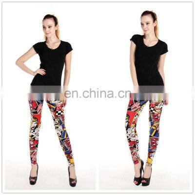 Women Leggings High Waist Cartoon Comic Beauty Print Trousers Soft Female Casual Elastic Pant lagging